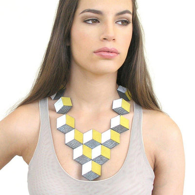 Jeanne Darc Yellow 3D bib necklace - ShulliDesign