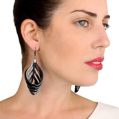 Embrace black and white leather earrings - ShulliDesign