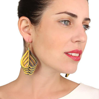 Embrace yellow leather dangle earrings - ShulliDesign