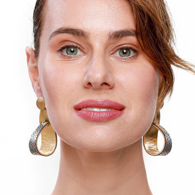 Kate gold dangle leather earrings - ShulliDesign