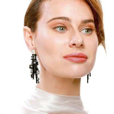 Gaia black and white dangle earrings - ShulliDesign