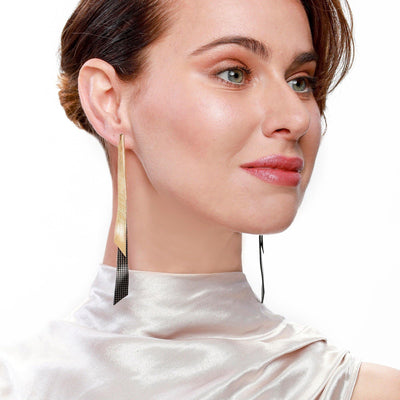 Grace gold leather dangle earrings - ShulliDesign