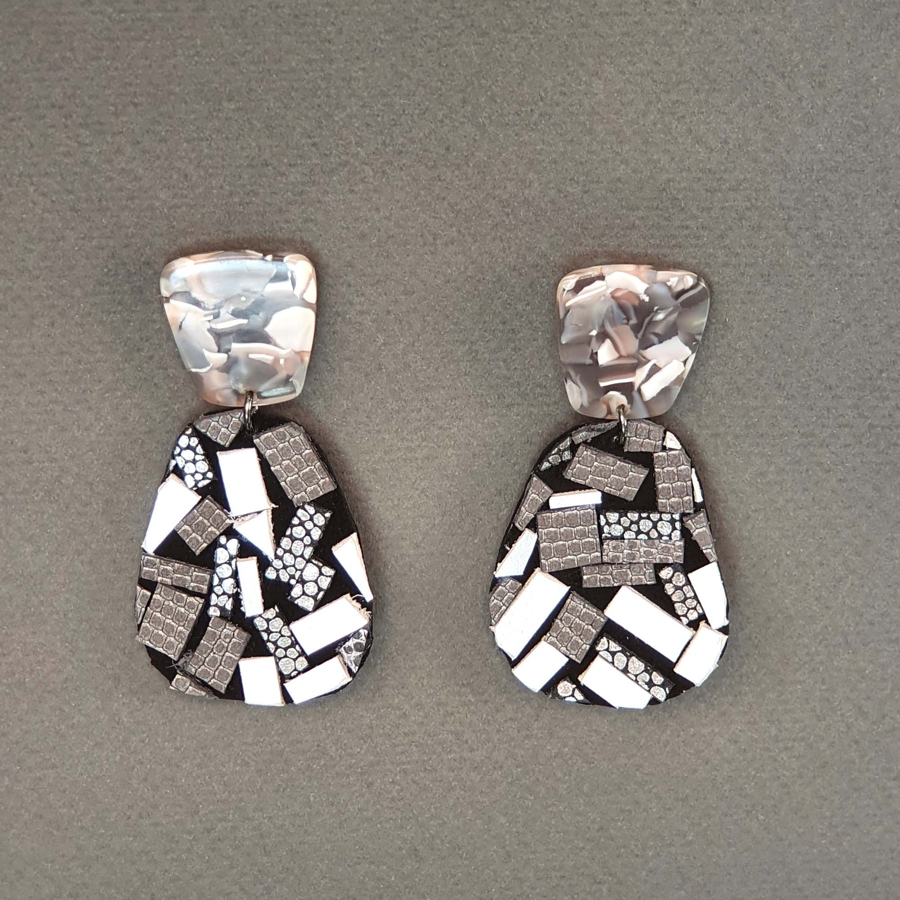 Balagan silver large leather earrings
