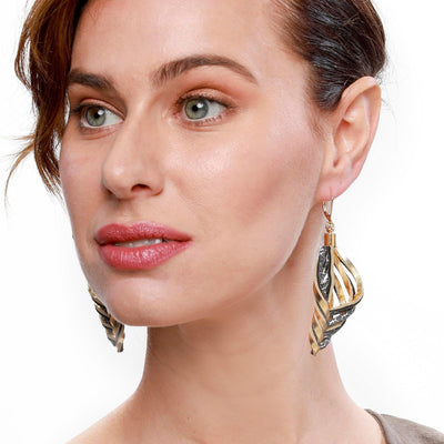 Embrace gold leather dangle earrings - ShulliDesign