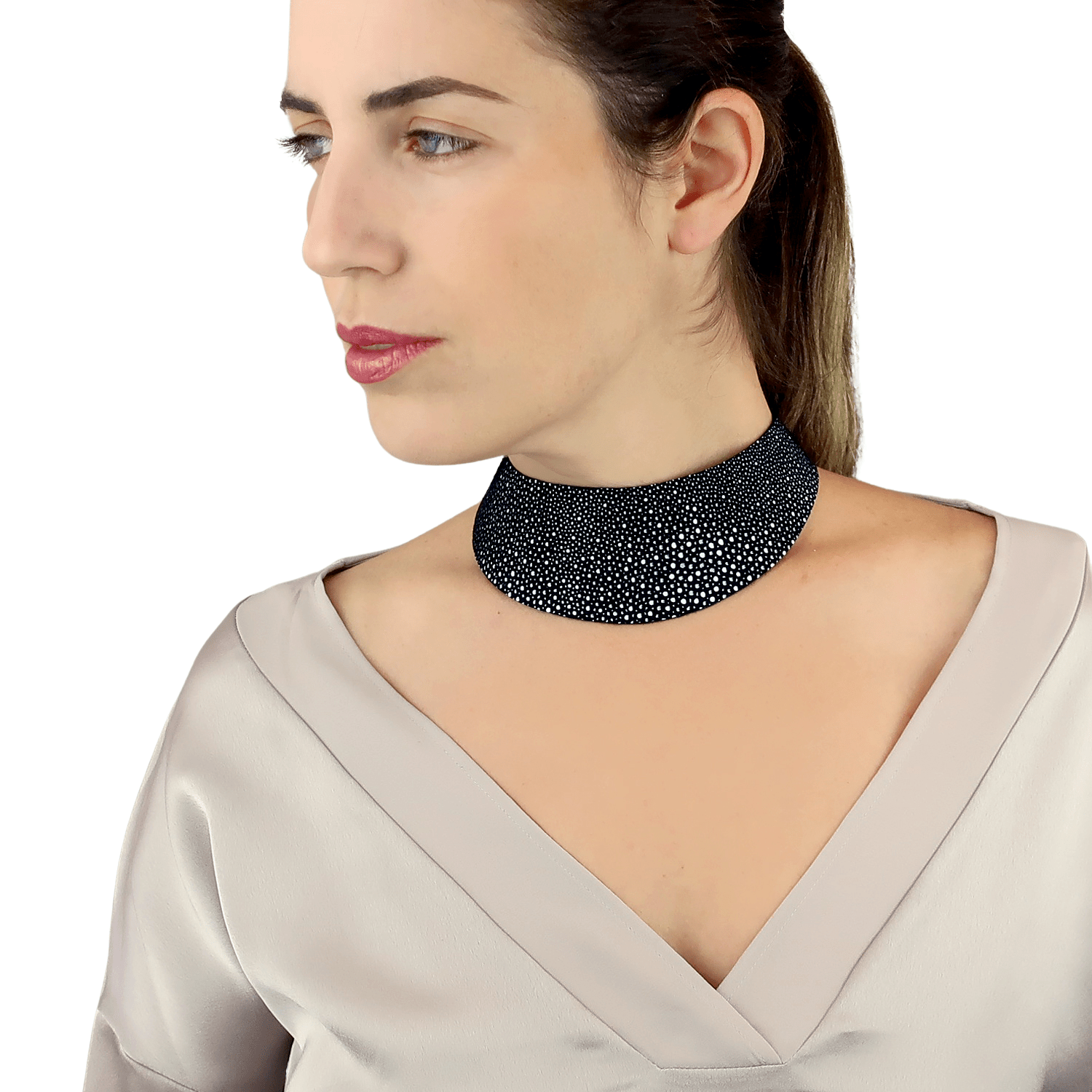 African queen gold zebra print wide leather choker ShulliDesign